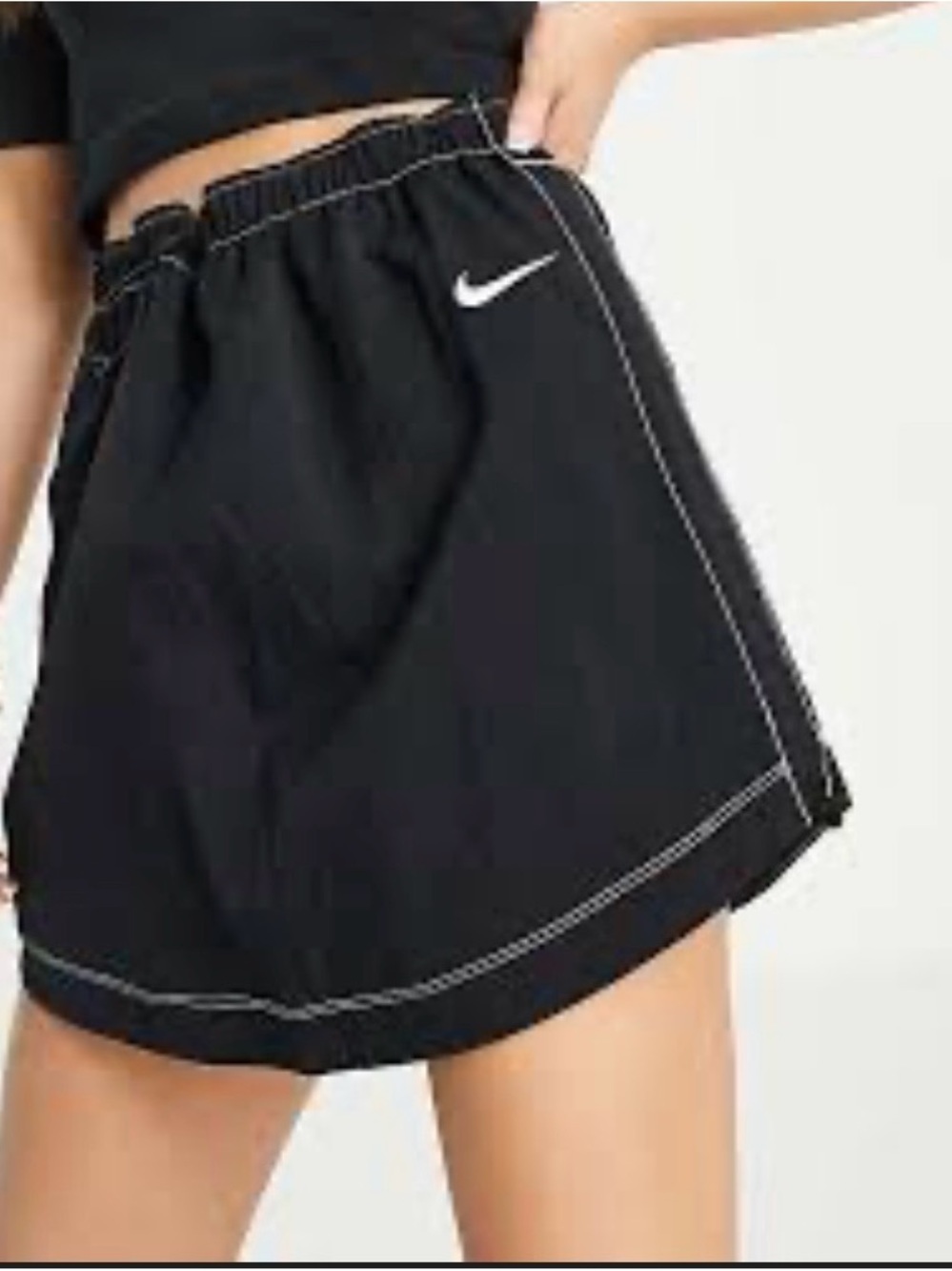 Nike Black Mini Skirt with White Contrast Stitching - Size L